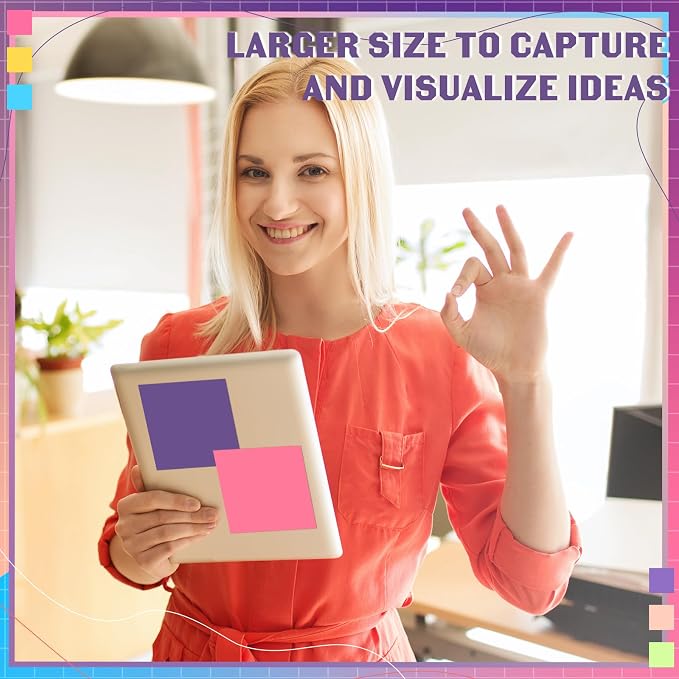 Kajaia 24 Pads Full Adhesive Sticky Notes Colorful Sticky Notes Adhesive Memo