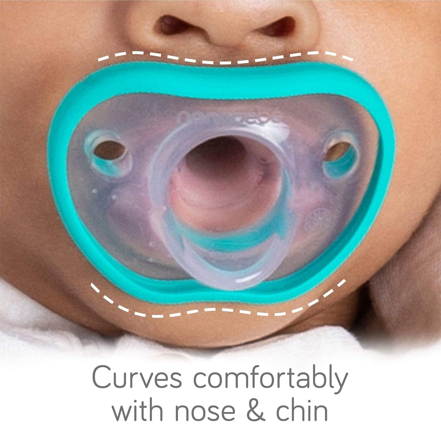 Nanobebe Baby Pacifiers 0-3 Month - Orthodontic, Curves Comfortably with Face Contour, Award Winning for Breastfeeding Babies, 100% Silicone, Baby Registry Gift 4pk, Sage/White