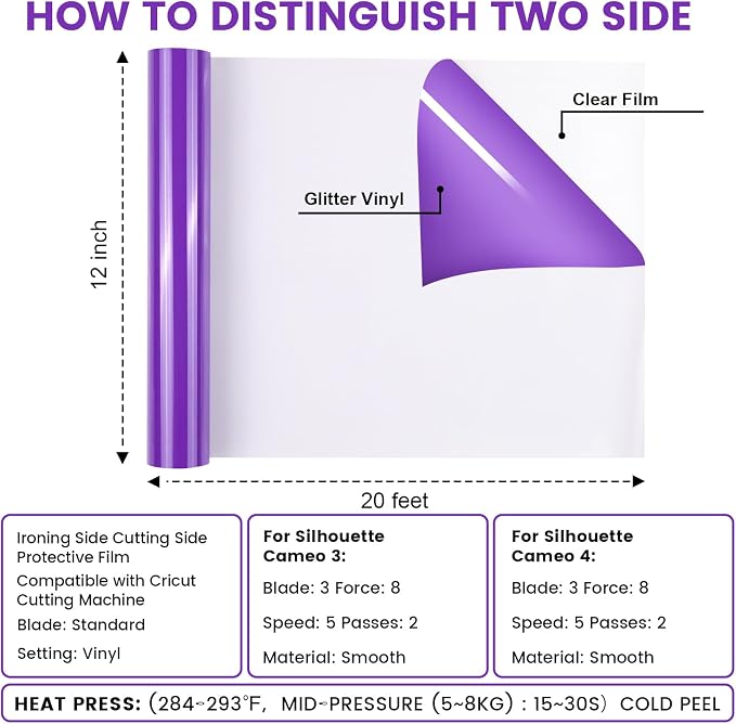 PU Heat Transfer VinyCherry Blossom purple12Inches x 20ft Iron on