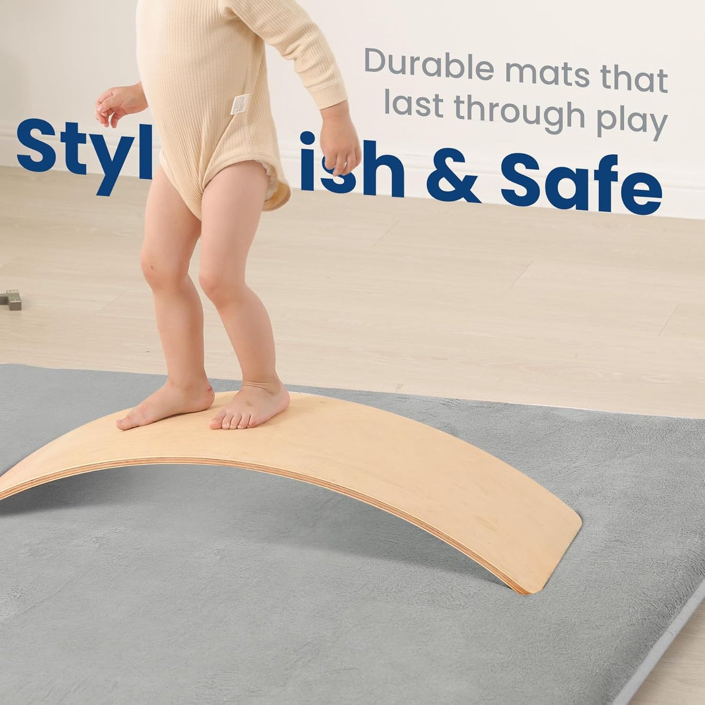 Baby Play Mat for Floor,Extra Large 59"×71" Tummy Time Mat,Thicker Memory Foam Mats for Toddler,Infant,Kid,Water Repellent Ultra Soft Coral Velvet,Non-Slip Backing Safe for Crawling(Light Grey)