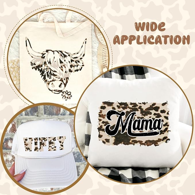 Tintnut Beige Cowhide Heat Transfer Vinyl, easy cut & weed, stretch washable
