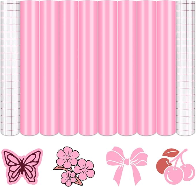Tintnut Light Hot Pink Permanent Vinyl 8 Sheets 12''x10'' Adhesive Vinyl |