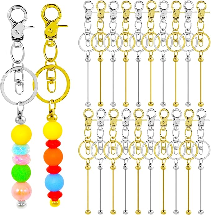 40 Pcs Beadable Keychains Bulk Kit – DIY Keychain Making Supplies