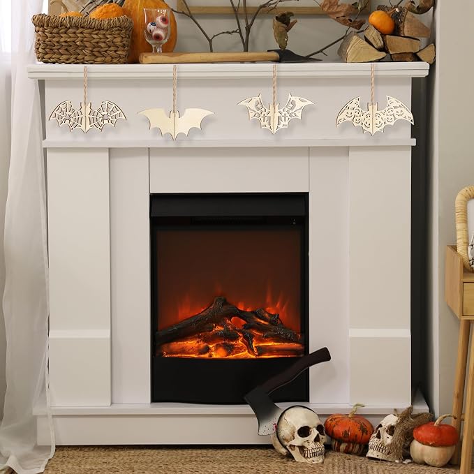 COCHIE DIY 3D Halloween Bats Wood Crafts to Paint, Paintable Unfinished Wooden