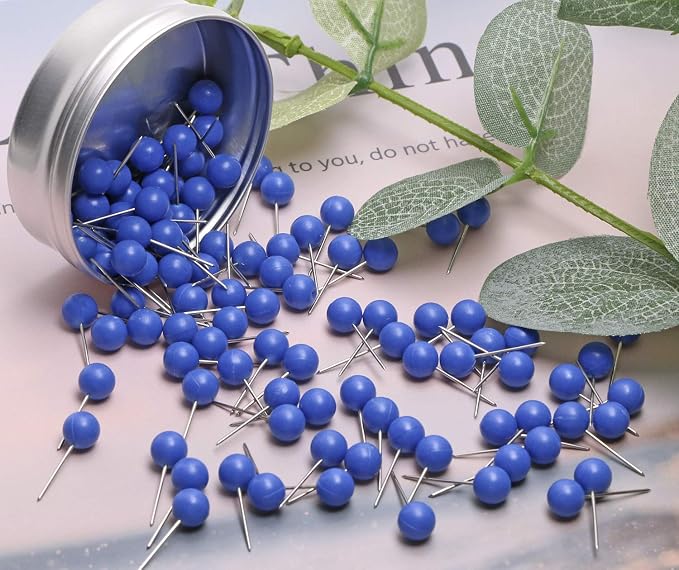 Tupalizy 100PCS 1/4 Inch Small Round Head Map Tacks Pins