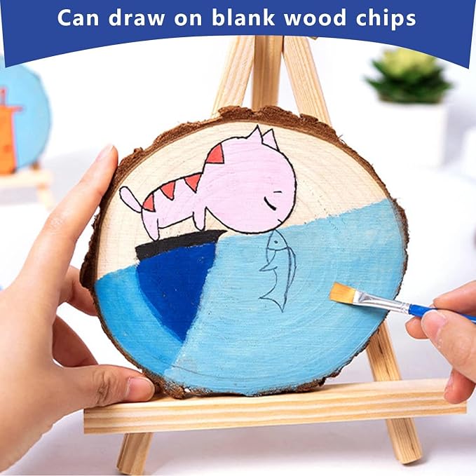 Unfinished Wood Slices for centerpieces 18 PCS 5.1-5.5 Inch, Round Wooden Discs