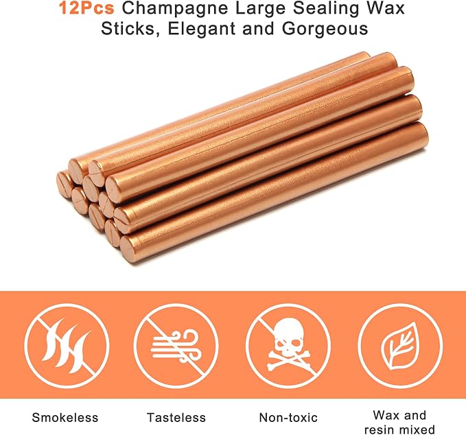 Sealing Wax Sticks 12P with Glue Gun, Luxiv 5.4" Sealing Wax Sticks 10MM Fire