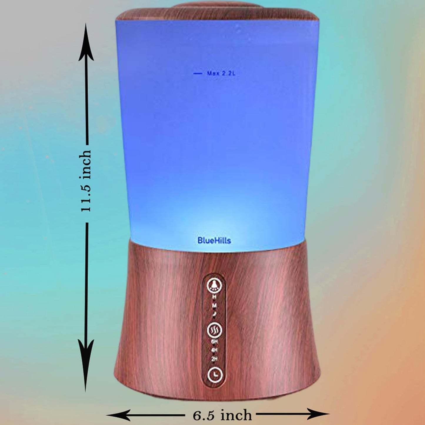 BlueHills Large 2000 ML XL Essential Oil Diffuser Aroma Humidifier 2 Liter Capacity for Big Living Room Home Baby Long Run XL Huge Coverage Area High Mist Timer Large Diffuser Dark Wood Grain 2L S3