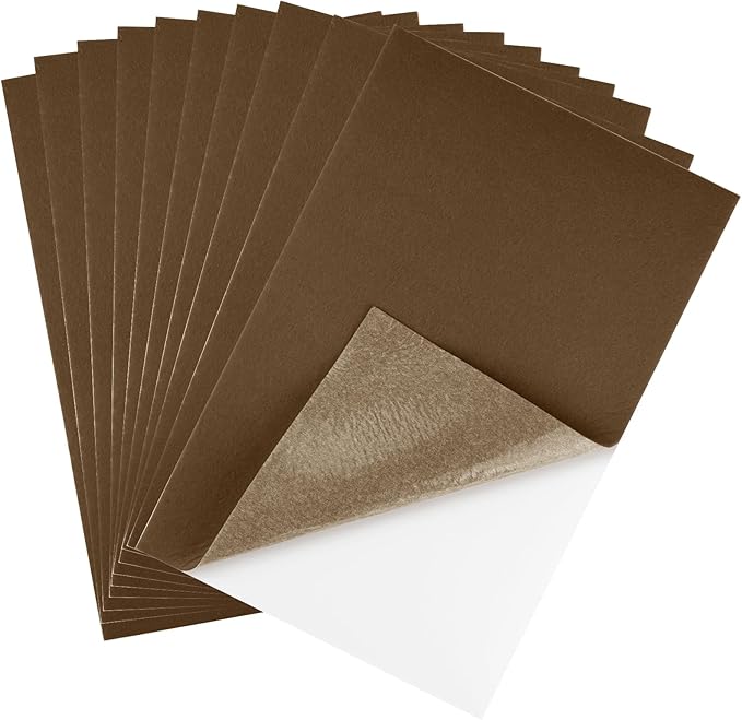 CHRORINE 10 Pcs Brown Felt Fabric Sheets Self Adhesive Felt Sheets 8 x 12