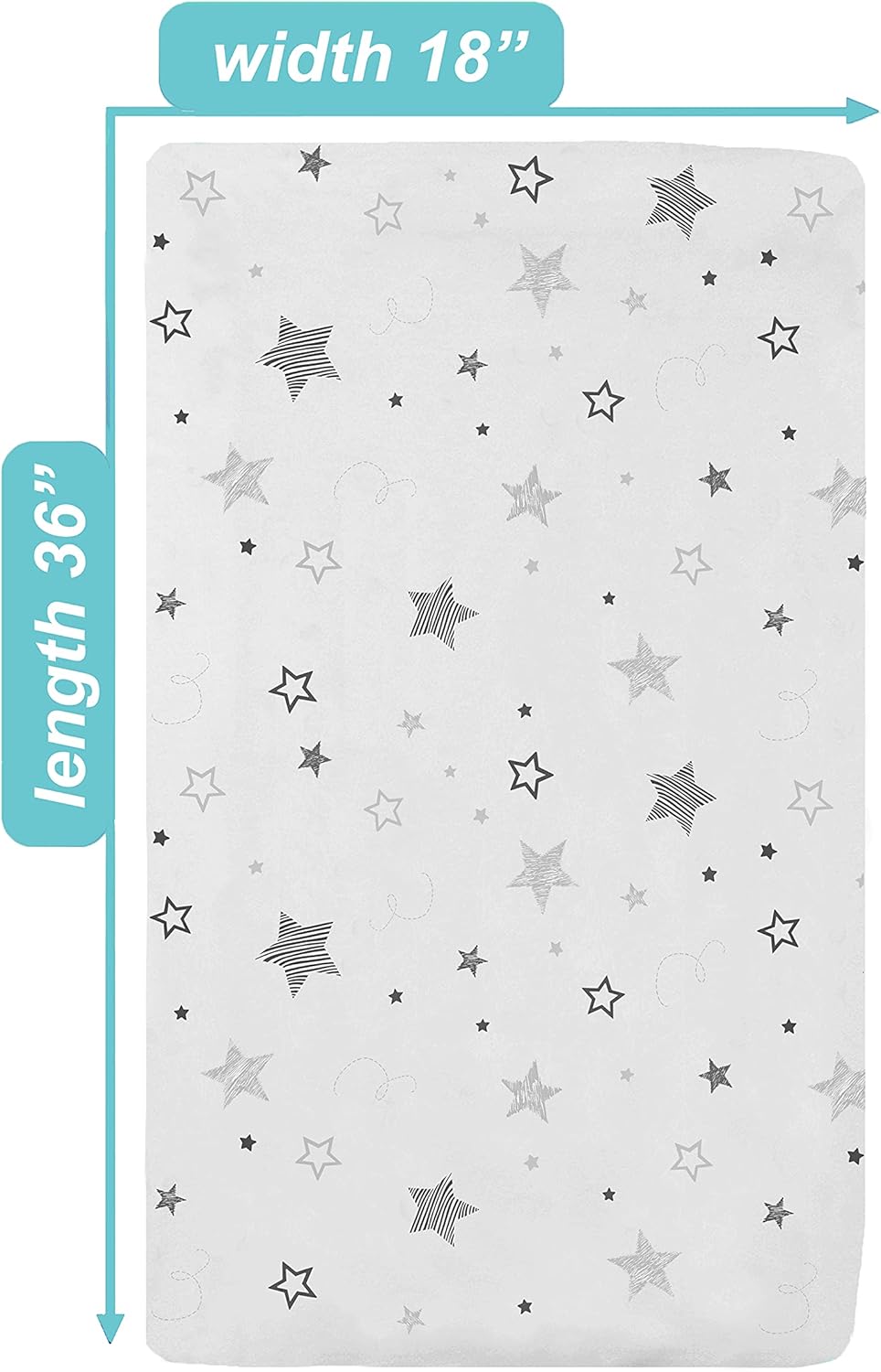 American Baby Company 100% Natural Cotton Fitted Cradle/Bassinet Sheet 36" x 18" - Soft, Breathable & Hypoallergenic Bed Sheet, Super Stars, Neutral for Boys & Girls