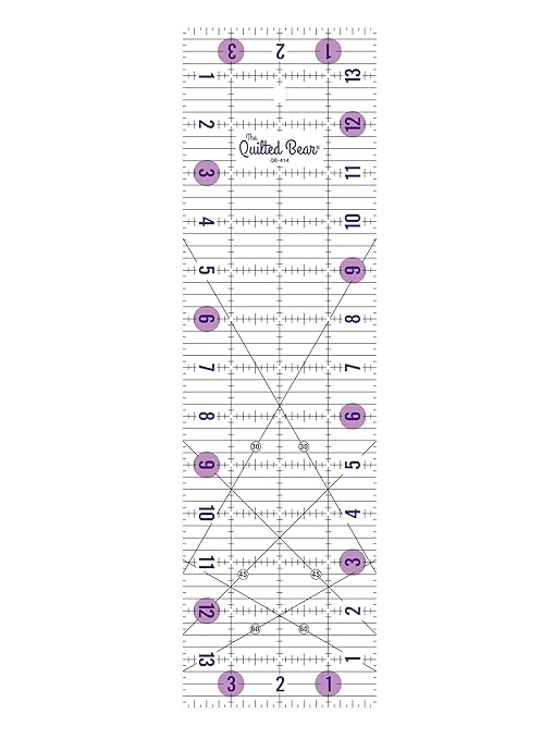 The Quilted Bear Rectangular Acrylic Quilting Ruler, Precise Bold Lines