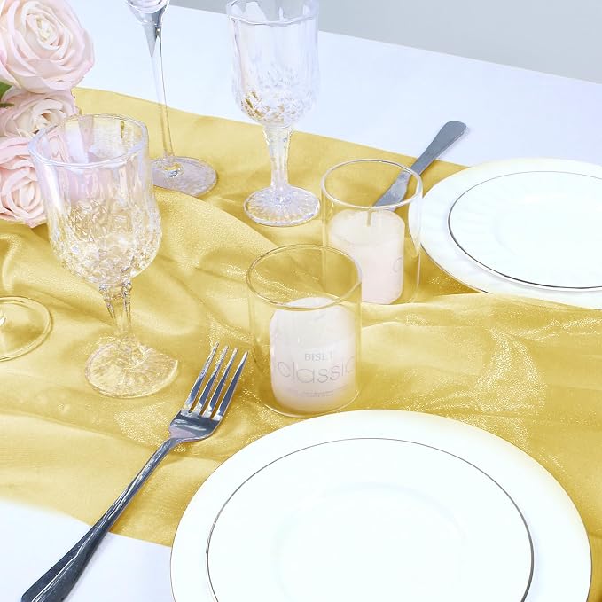 VACVELT Gold Sheer Organza Fabric by The Yard 60" Wide | Semi-Transparent