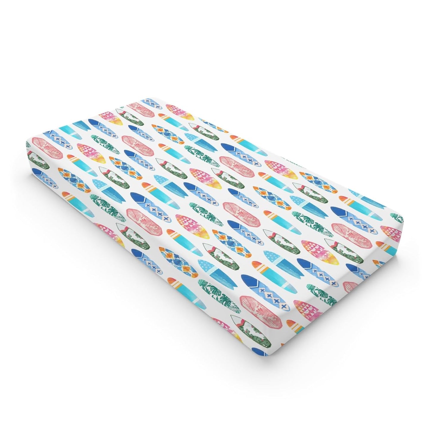 Colorful Surfboards Baby Changing Pad Covers for Boy Girl 32''x16'' Hawaiian Tropical Beach Surfing Fitted Diaper Change Table Mats Boho Summer Ocean Sports Soft Breathable Cradle & Bassinet Sheets