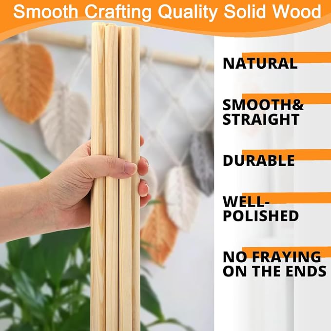 Yaliuliu 10PCS Dowel Rods Wood Dowels, 1/2 x 12 Inch Round Wooden Sticks