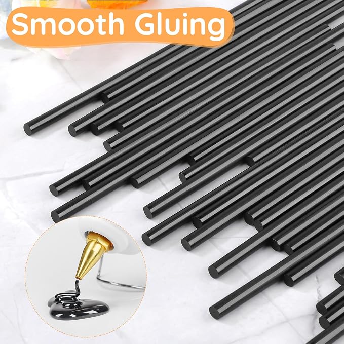 72 Pack Black Hot Glue Sticks Bulk, 0.27" Dia x 8" Long Black Glue Sticks