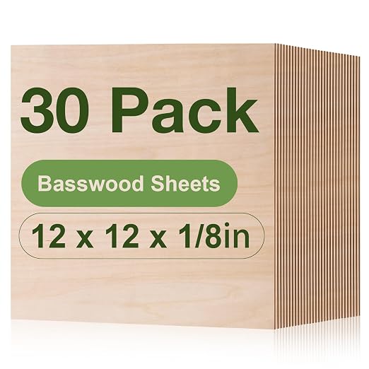 Rowood 30 Pack Basswood Sheets 1/8, 3mm Basswood