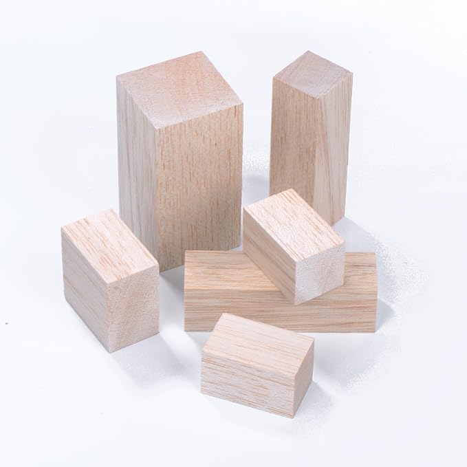 Sumind 12 Pcs Balsa Blocks for Carving 4 Sizes Whittling Wood Carving Kit for