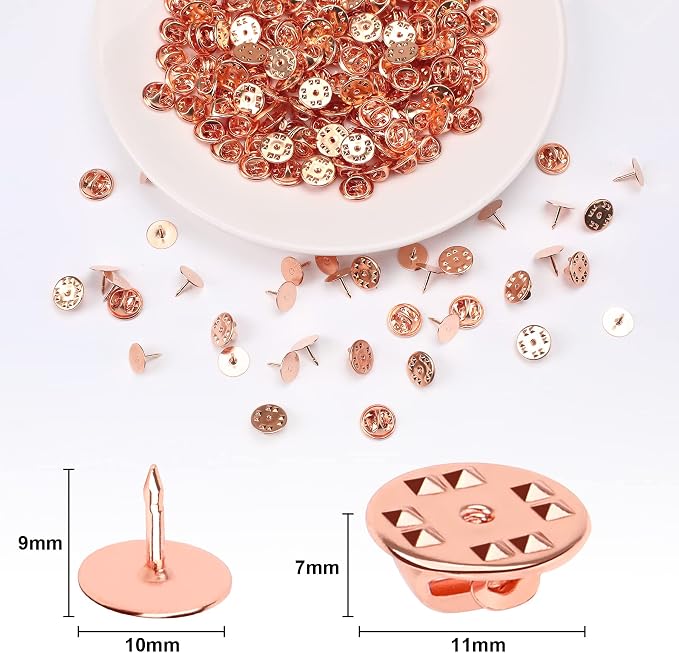 JANYUN 120 Pairs Butterfly Clutch Tie Tacks, Blank Pin Clasp Back | Rose Gold