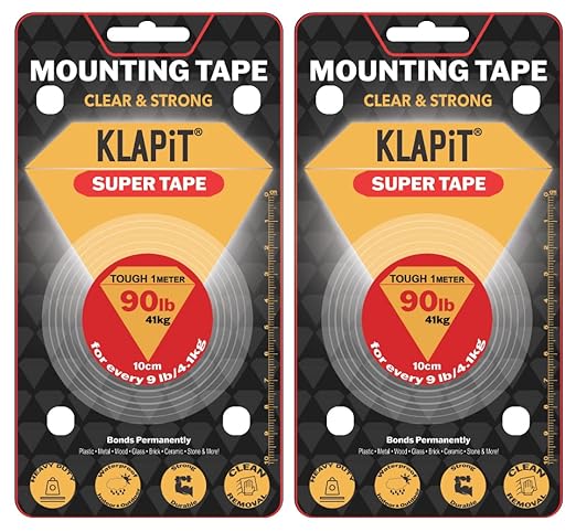 KLAPiT Super Tape Clear Double Sided Heavy Duty Adhesive 40in Enhanced Nano