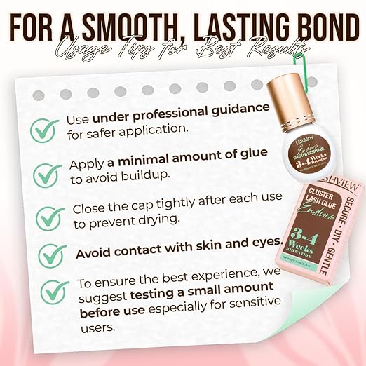 LASHVIEW Lash Cluster Glue Strong Hold, 3-4 Weeks Long-Lasting, Waterproof &