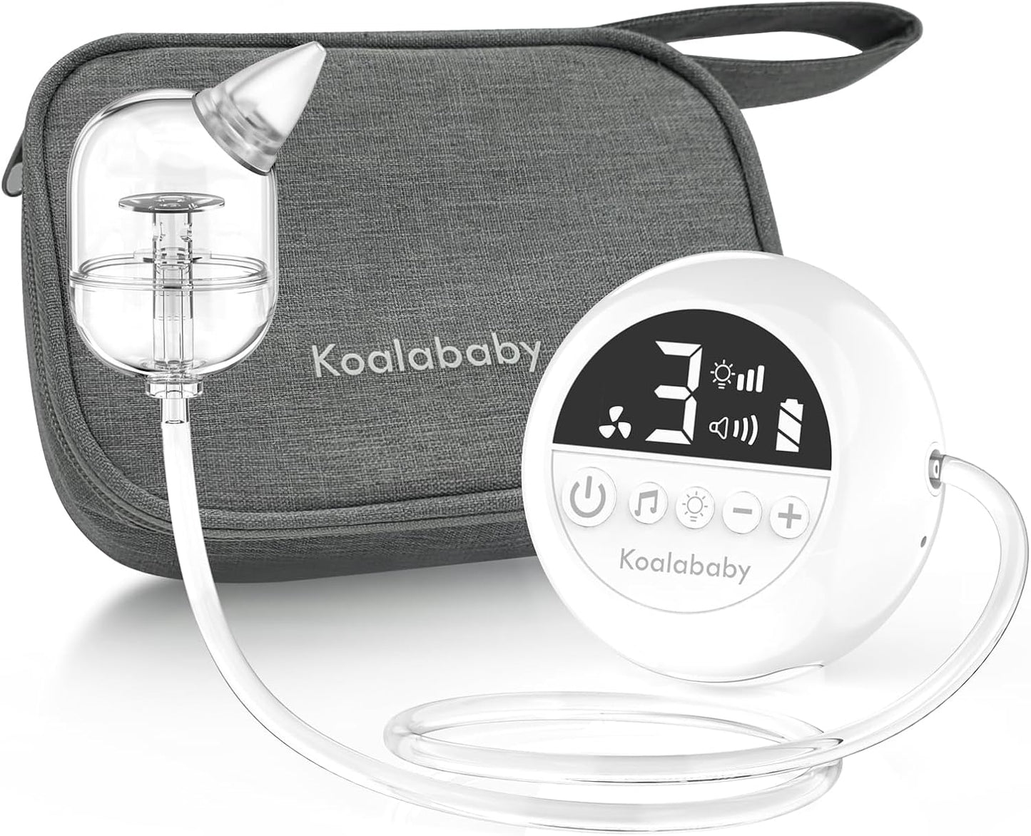 Koalababy Electric Nasal Aspirator for Baby – Hospital-Grade Nose Suction, 9 Suction Levels, Baby Nose Sucker, Nasal Cleaner, Night Light & Music, Soft Silicone Tips, Travel Bag