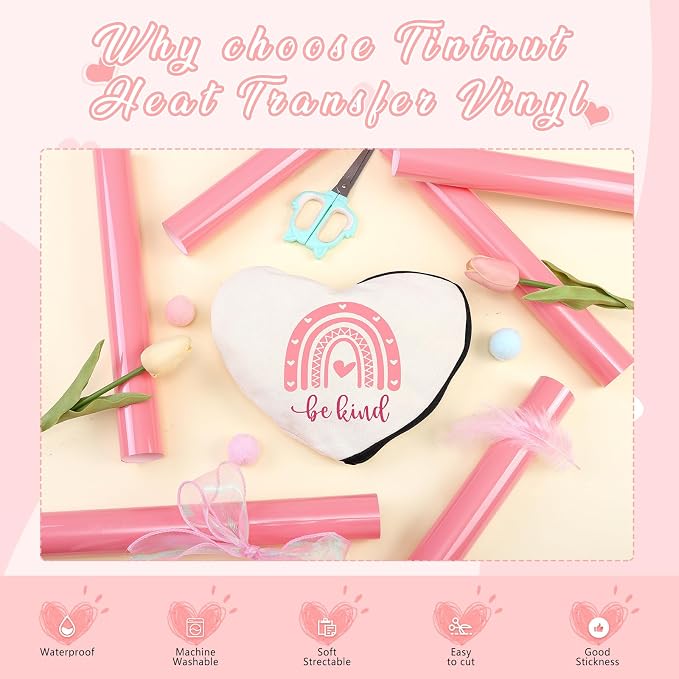 Tintnut Peach Pink Heat Transfer Vinyl, easy cut & weed, stretch washable