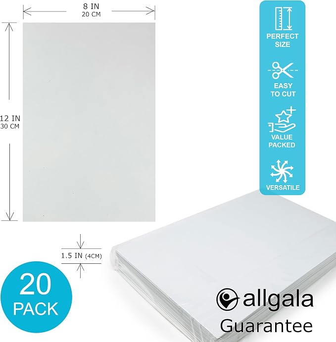 Allgala 20-Value-Pack EVA Foam Paper 8x12 Inch Sheets-White-CF85302