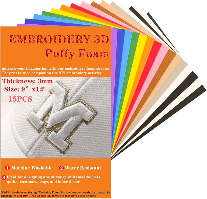 JIYUANCH 15pcs 3mm Embroidery Foam