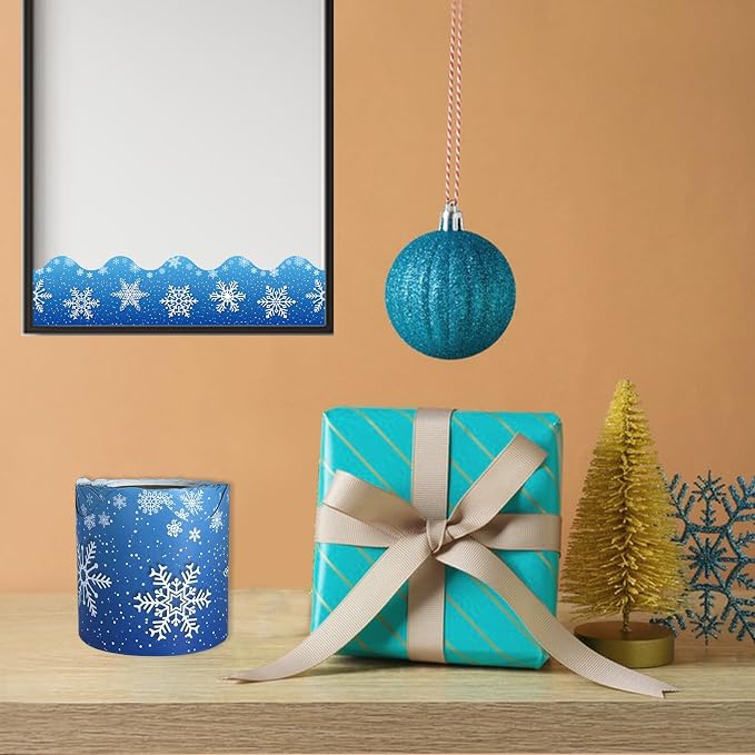 69 Feet Winter Snowflake Bulletin Board Borders, Scalloped Border Trim Holiday