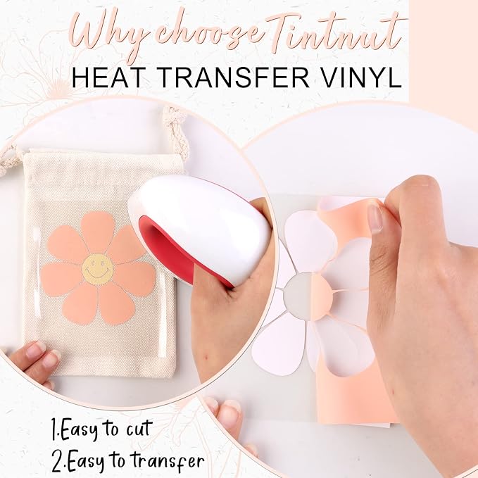 Tintnut Peach Heat Transfer Vinyl, 10inx6ft Iron on Vinyl | Neutral boho PU HTV