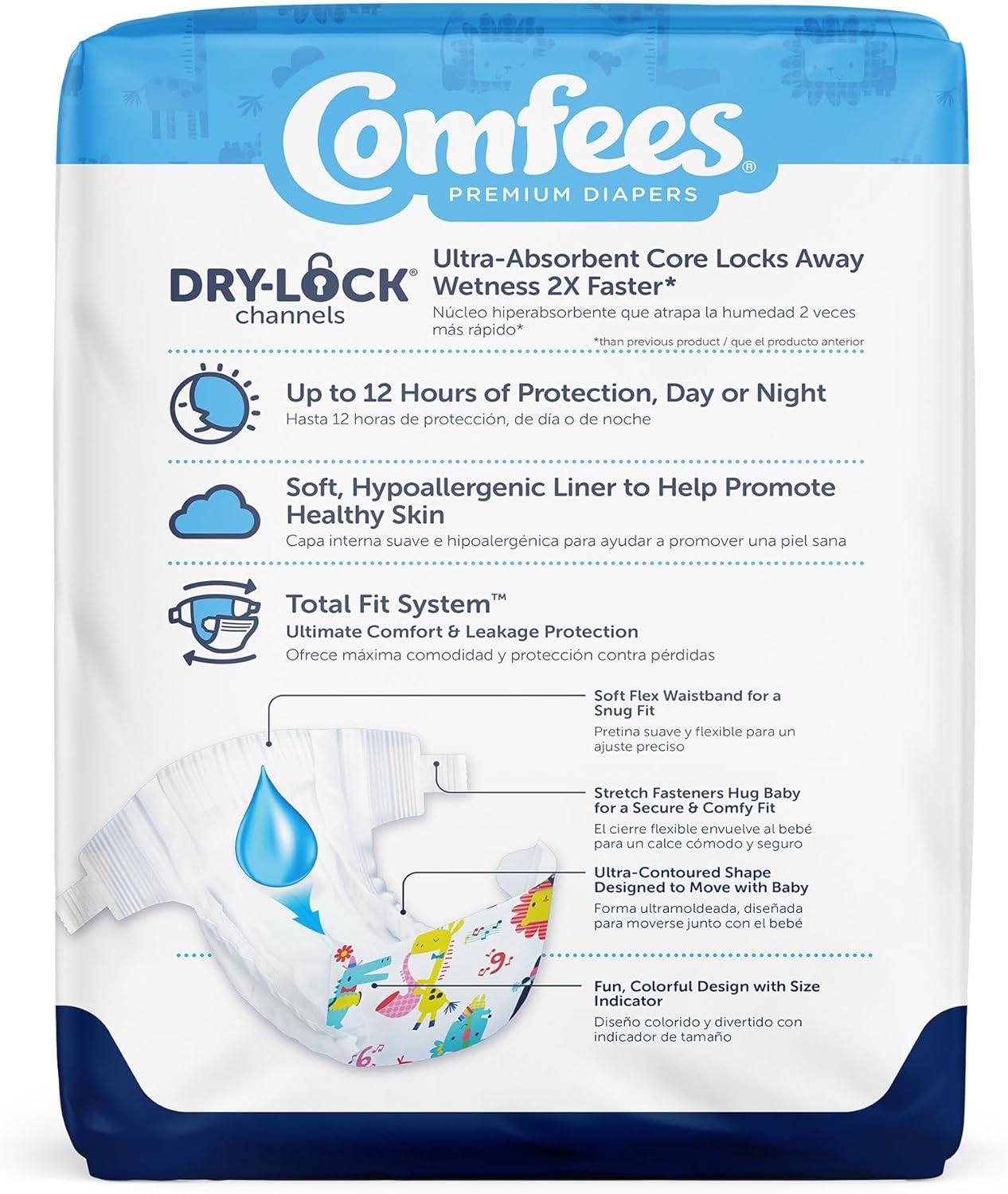 Comfees Premium Baby Diapers with Total Fit System for Boys & Girls, Size 6, 92Count