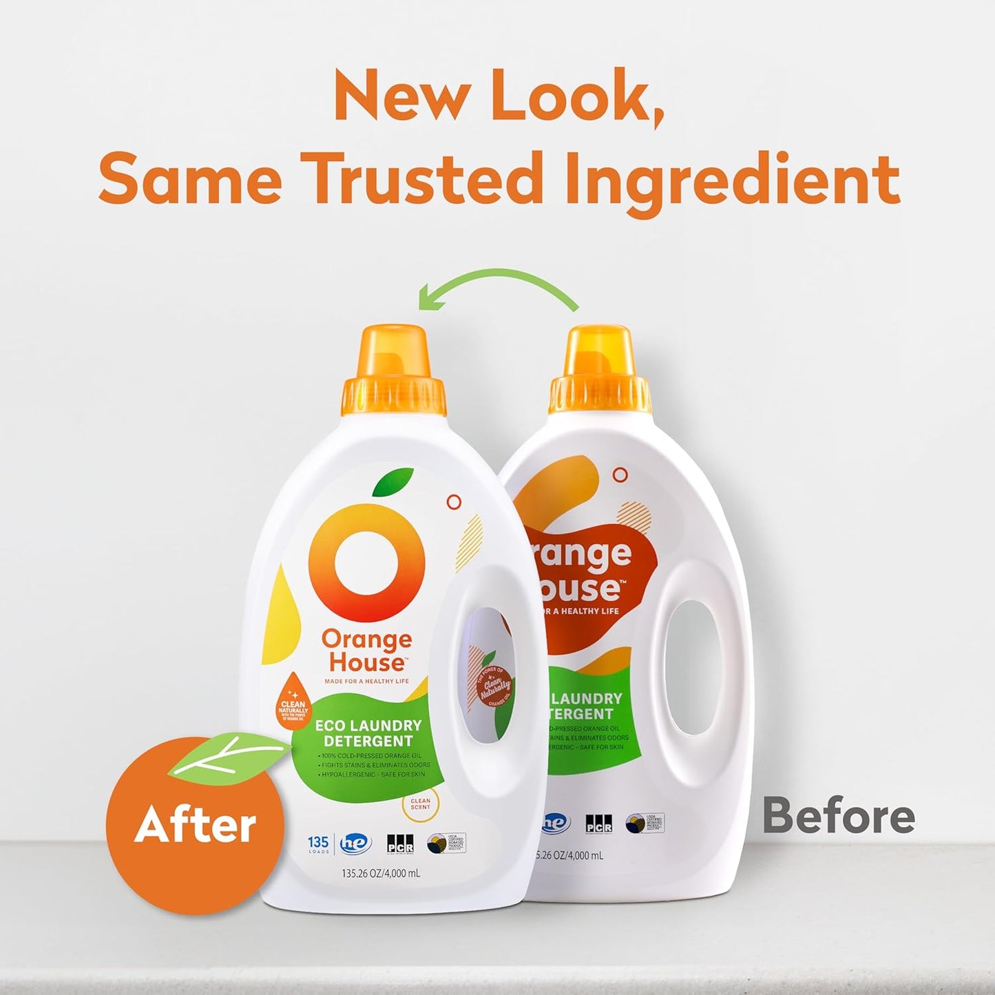 Orange House Liquid Laundry Detergent, Free and Clear, Natural Clean Laundry Detergent, Made of Orange Oil, Hypoallergenic Liquid Detergent No Harmful Chemical, 135.3 Fl Oz, HE & Standard Machine