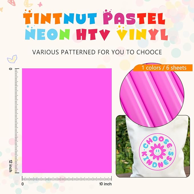 Tintnut Light Purple Neon Heat Transfer Vinyl, easy cut & weed, stretch washable