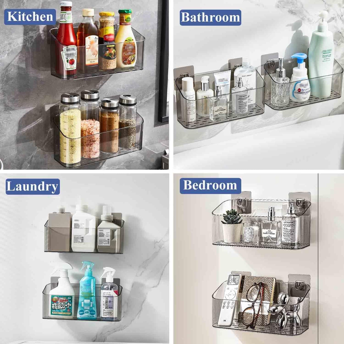 UNIKON Bath Toy Storage Holder Bathtub Toy Organizer, Large Capacity Shower Caddy for Bathroom, Clear Black, 2 Pack