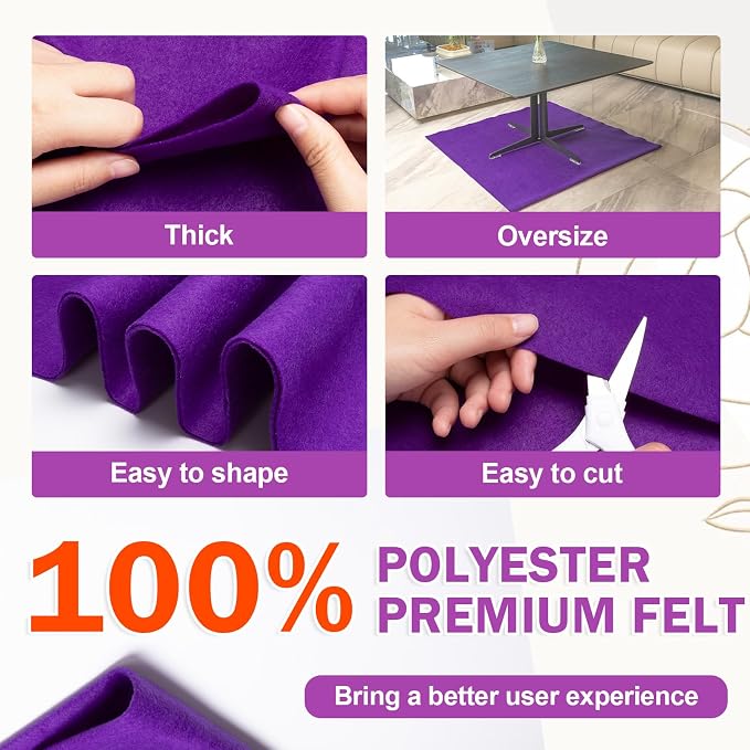 XSEINO Purple Large Felt Fabric 36" X 36 ", 1.4 mm Thick Soft Felt Fabric Sheet