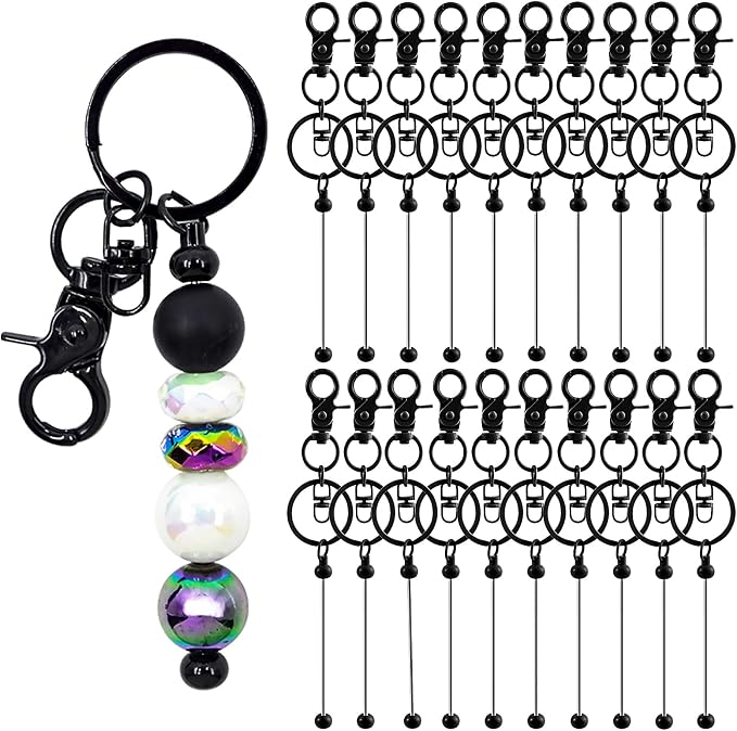 40 Pcs Beadable Keychains Bulk Kit – DIY Keychain Making Supplies