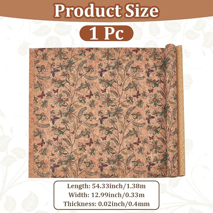 1.51 Yards 12.99 Inch Tan Synthetic Cork Leather Fabrics by the Yard Flowers