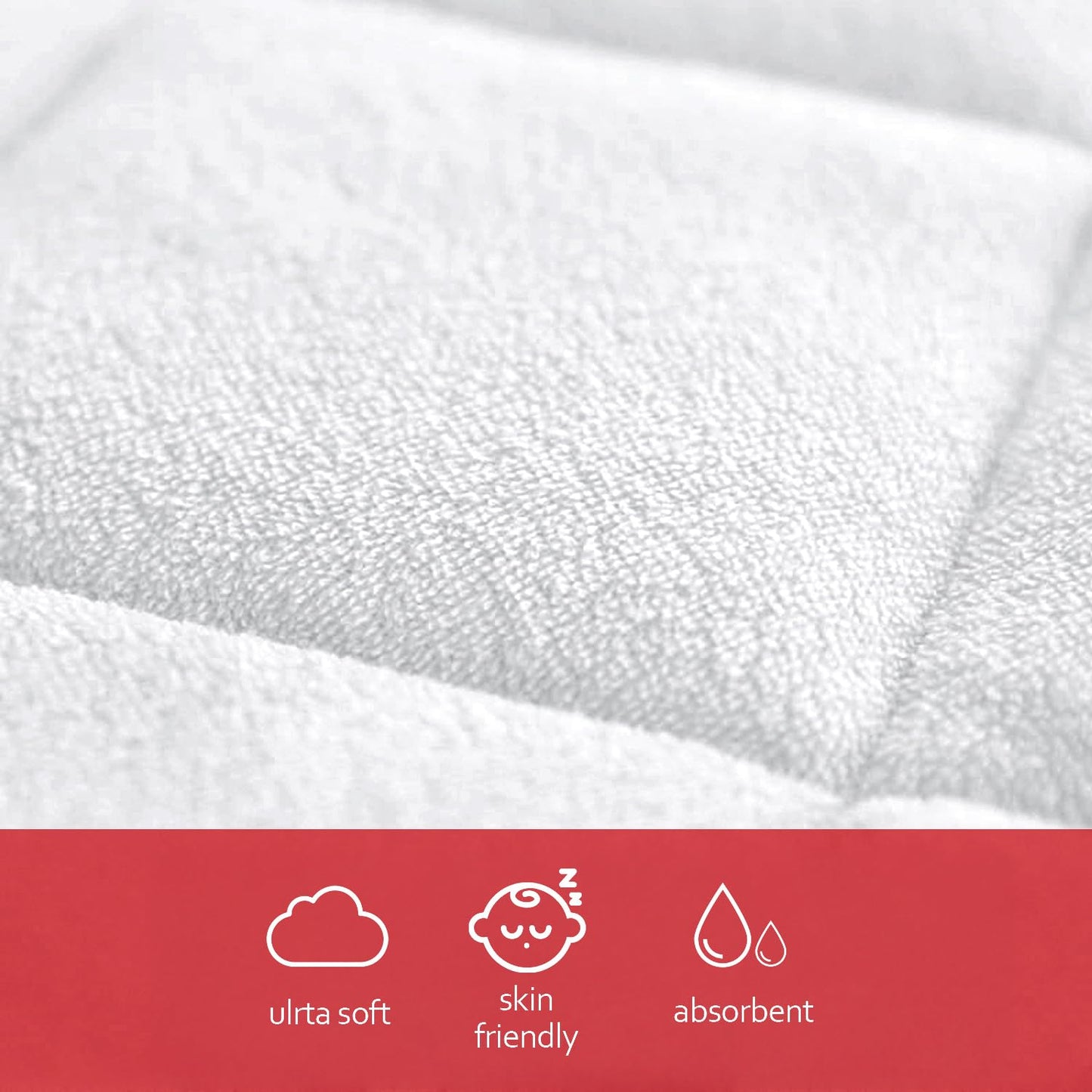 Diaper Changing Pad Liner Non-Slip, Waterproof Terry Mat, Quilted Absorbent Bassinet Liners Washable, 3 Pack 13"x 26" Reusable Portable Changing Table Pad Rectangle White