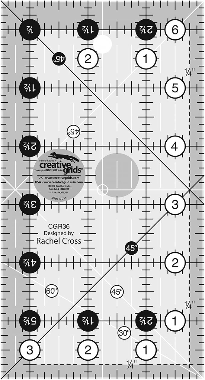 Creative Grids Quilt Ruler 3-1/2in x 6-1/2in Rectangle – CGR36 – Made in USA