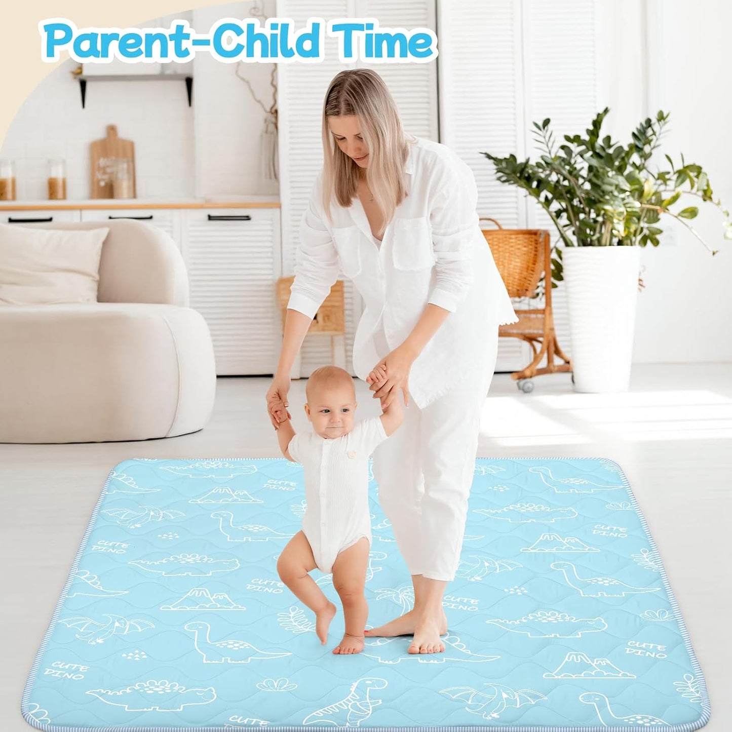 Baby Play Mat for Floor,Soft 50x50 Playpen Mat,Thick Foam Cushioned Playmat for Tummy Time,Safe Non-Slip Backing for Crawling for Kids Toddlers Infants,Graffiti Dinosaurs