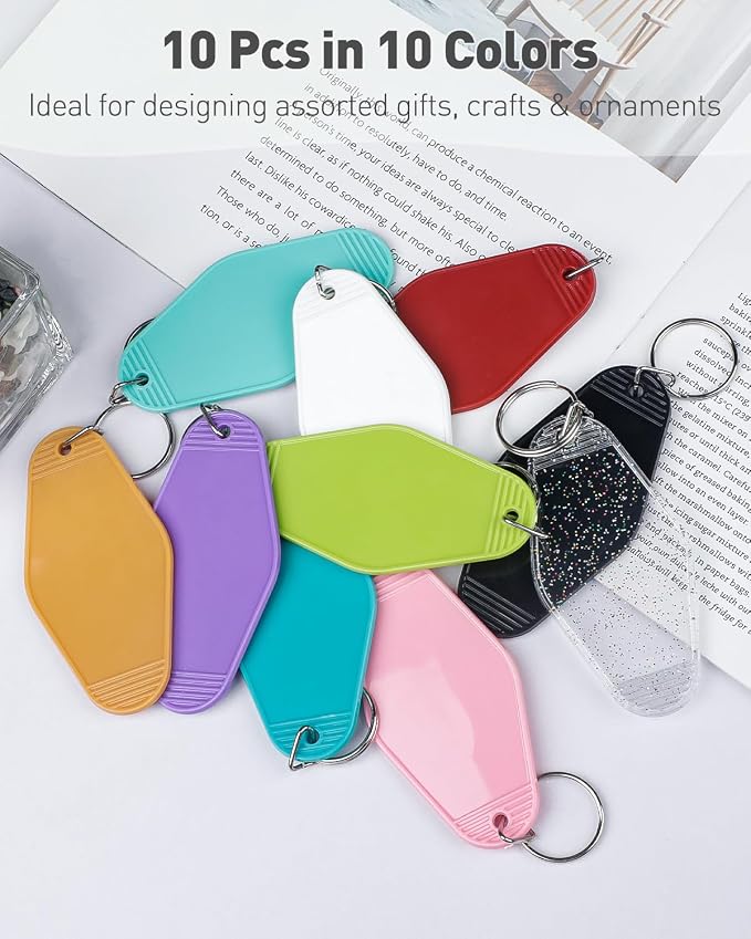Uniclife 10 Pcs Blank Hotel Keychain Tags, Blank Motel Keychain