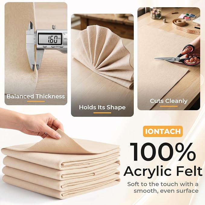 IONTACH 9" X 36" Soft Felt Sheets 1.6mm Thick | Acrylic Felt Fabric