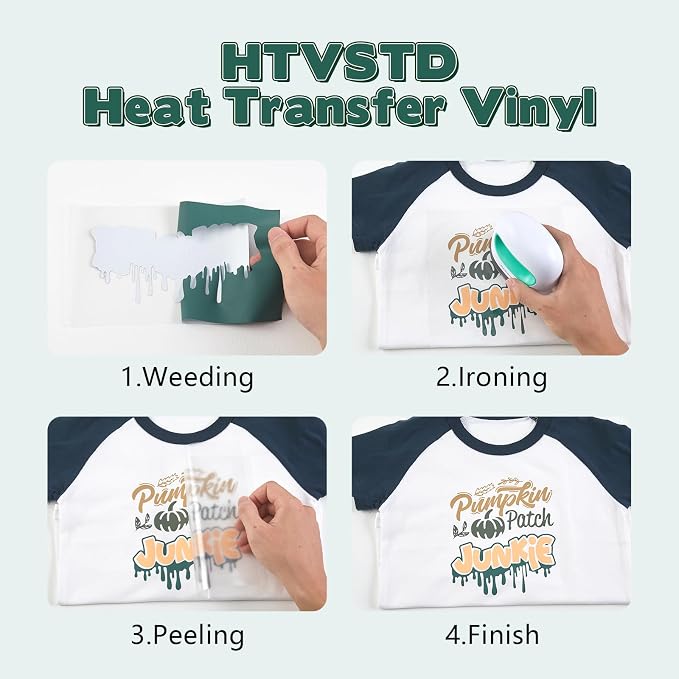 HTVSTD Boho Green HTV Heat Transfer Vinyl 8pcs 12×10in Iron on Vinyl | Dark Boho
