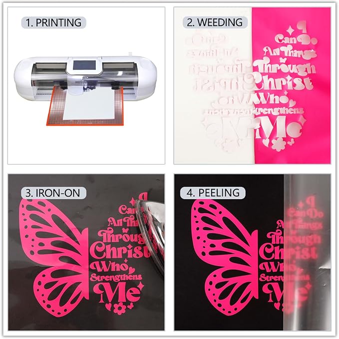 guangyintong Fluorescent Heat Transfer Vinyl Neon Pink HTV Rolls, HTV Vinyl