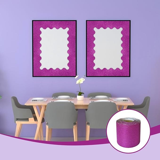 70Ft Shine Pink Bulletin Board Borders，Scalloped Poster Boards Decorations Trim