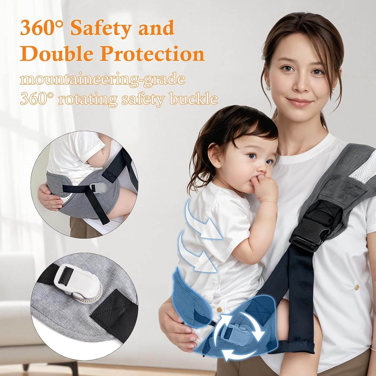 Baby Carrier Newborn to Toddler-Adjustable Baby Sling Carrier,Toddler Carrier for 25-60lbs,Comfortable to Baby Sling for Hands-Free Carrying (Gray)