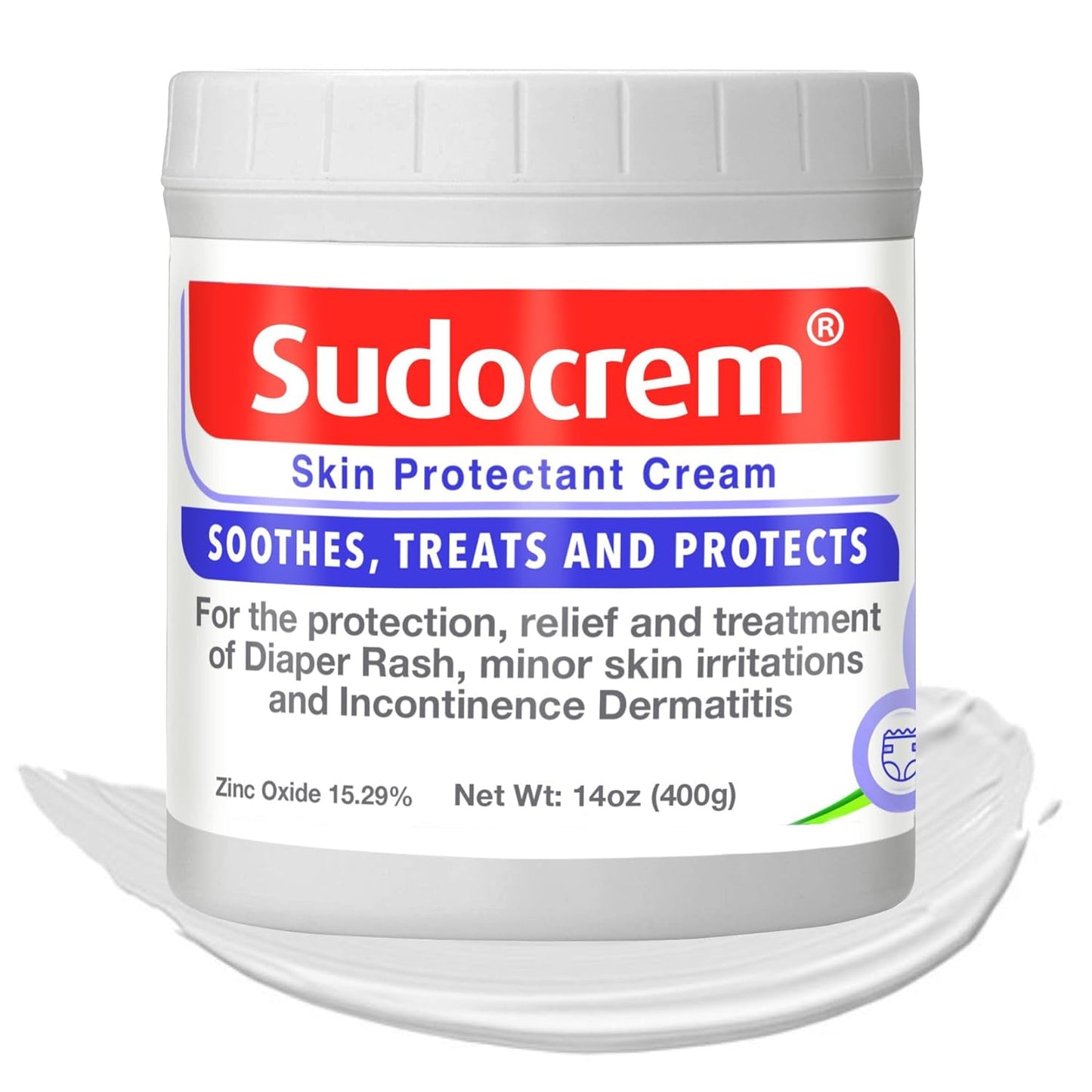 Sudocrem Diaper Rash Cream for Baby's Skin, Triple Action Diaper Rash Paste that Soothes, Treats and Protects, 15.29% Zinc Oxide Cream - 14oz (400g)