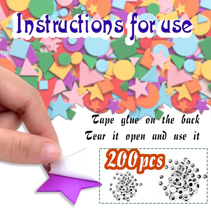 Gushu 1500Pcs Foam Stickers Foam Shapes Stickers