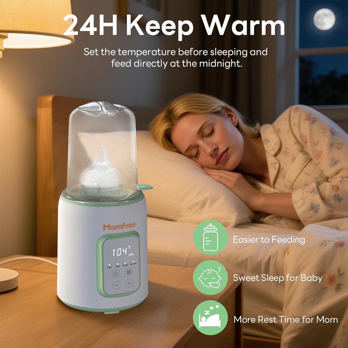 Bottle Warmer, 8-in-1 Fast Baby Bottle Warmer for Breastmilk and Formula,Milk Warmer with Accurate Temperature Control and Automatic Shut-Off,Multifunctional Bottle Warmers for All Bottles(Green)