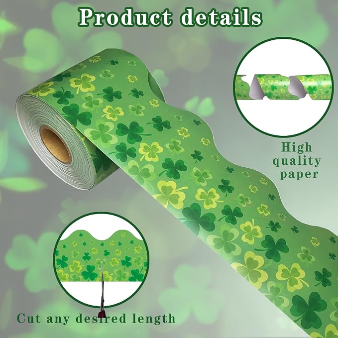 69 Feet St Patricks Day Bulletin Board Borders Lucky Green Shamrock Clover